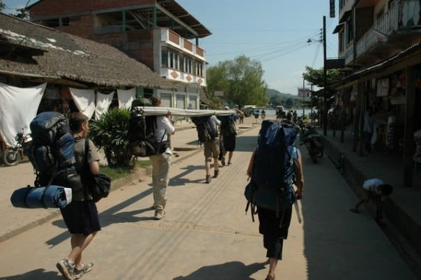 My seventeen year old self walking around a Bolivian jungle town with my hilariously bigger than life backpack